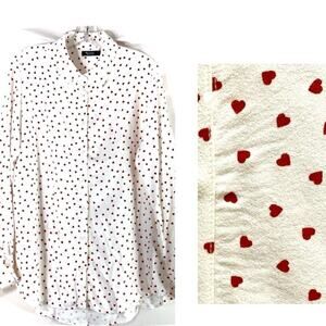 Michael Lauren REVOLVE Hamilton Long Sleeve Hearts Button Down Shirt Valentine S